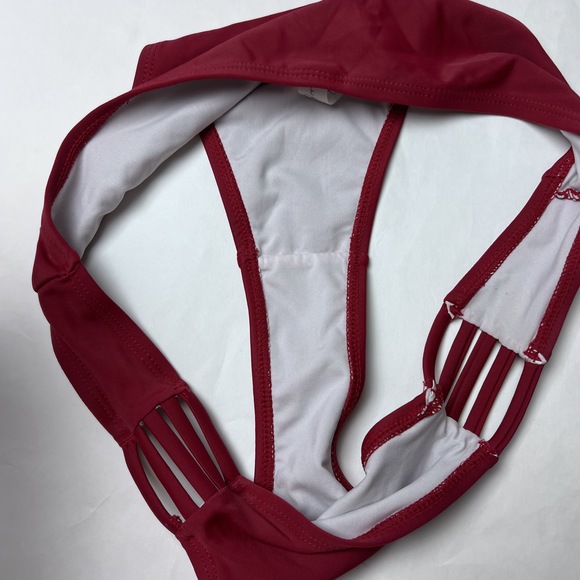 Cupshe Bikini Bottoms Red Strappy Sides Low-Rise *MATCHING TOP* - Picture 8 of 9